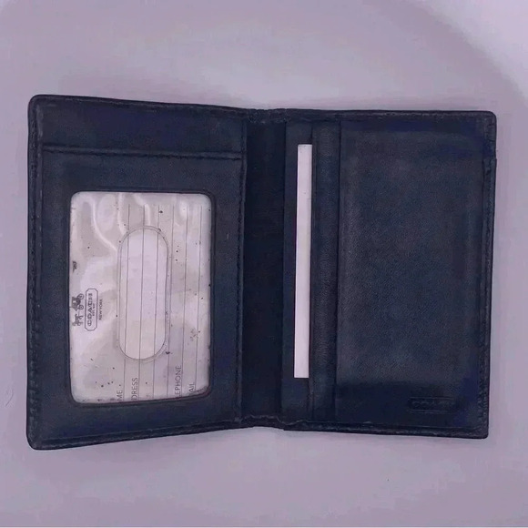 Coach Small Wallet- Black Coach Signature Logo Fabric with Black Patent - Picture 3 of 9